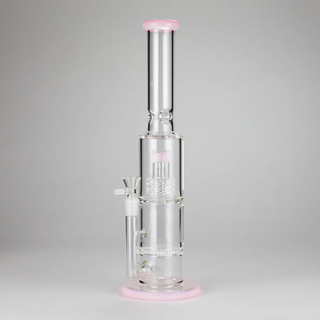 15" Color accented glass water bong with Double Perc