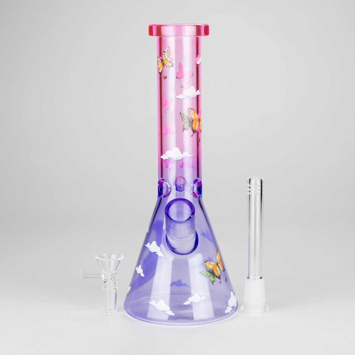 10" Glass Bong With The Butterfly Design Glass Bong 777 Smoke