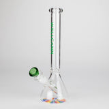 WellCann | 11" Beaker Glass Bong Glass Bong Smoking Cat Distribution Green (Rainbow Bottom)
