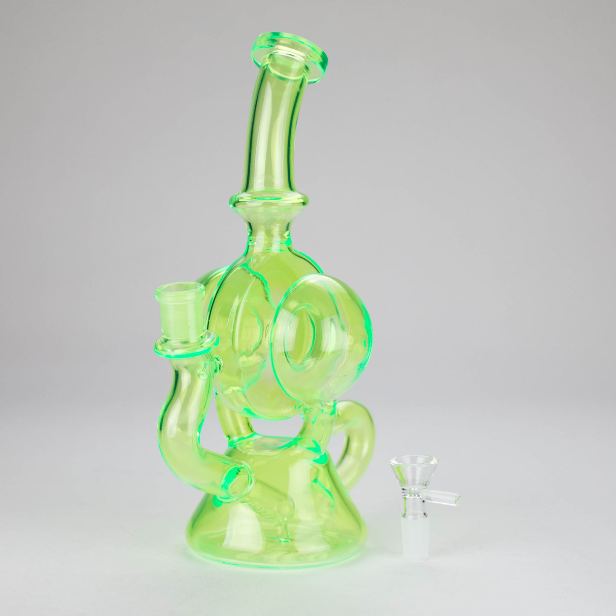 11″ Slim Green Recycler Glass Bong [C8033] Glass Bong Canadian Distributor