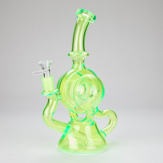 11″ Slim Green Recycler Glass Bong [C8033] Glass Bong Canadian Distributor