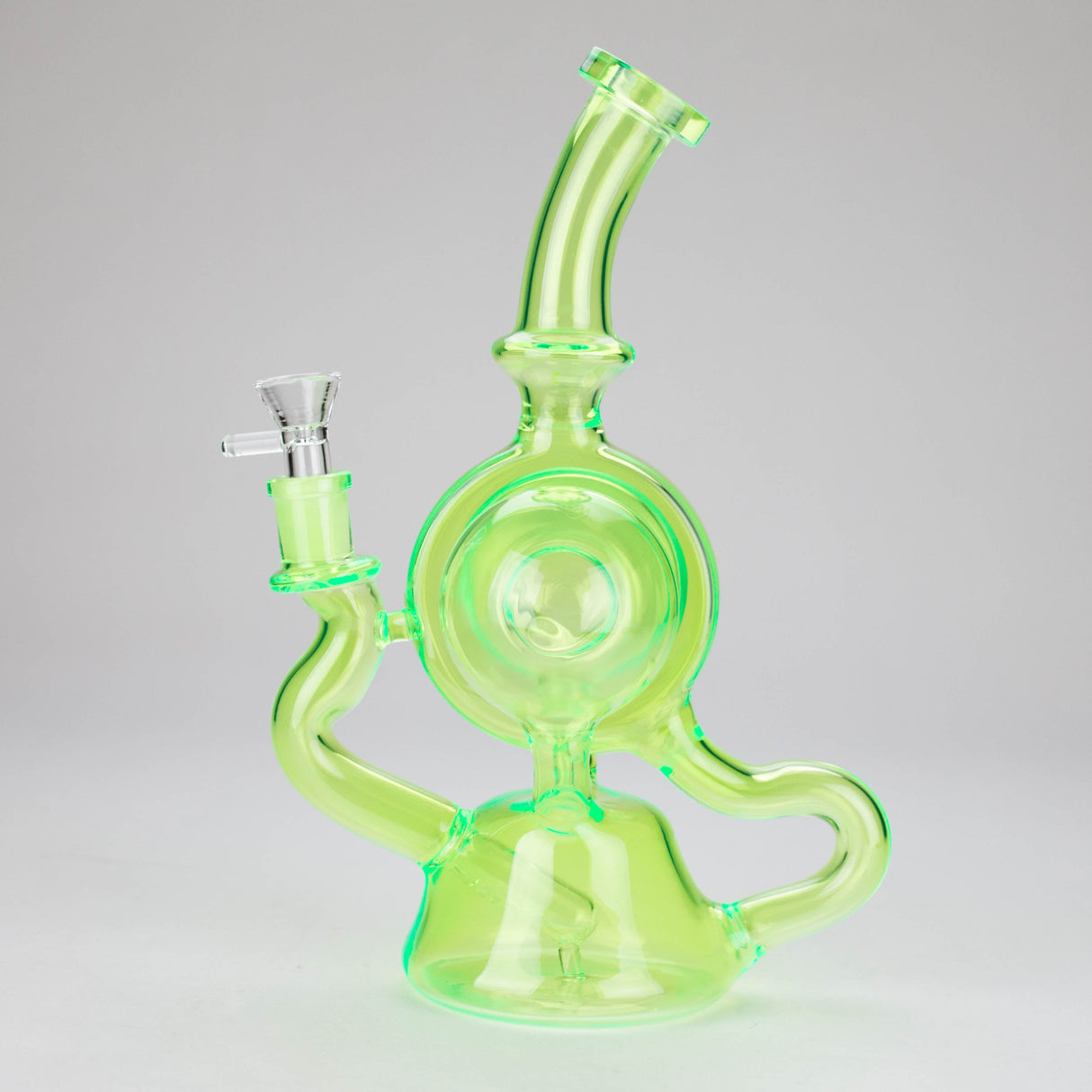 11″ Slim Green Recycler Glass Bong [C8033] Glass Bong Canadian Distributor