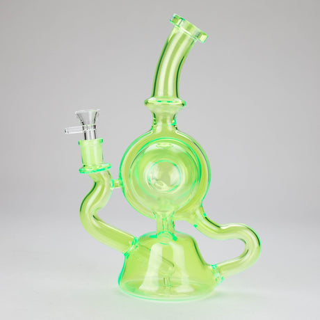 11″ Slim Green Recycler Glass Bong [C8033] Glass Bong Canadian Distributor