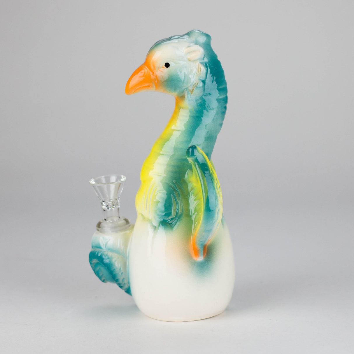 8" Folky Bird Design Ceramic Bong – Artistic Handcrafted Style [ES088WP] Ceramic Bong Canadian Distributor