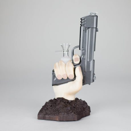 8″ Gun Shape Vinyl Bong – Black [SMKZ132]
