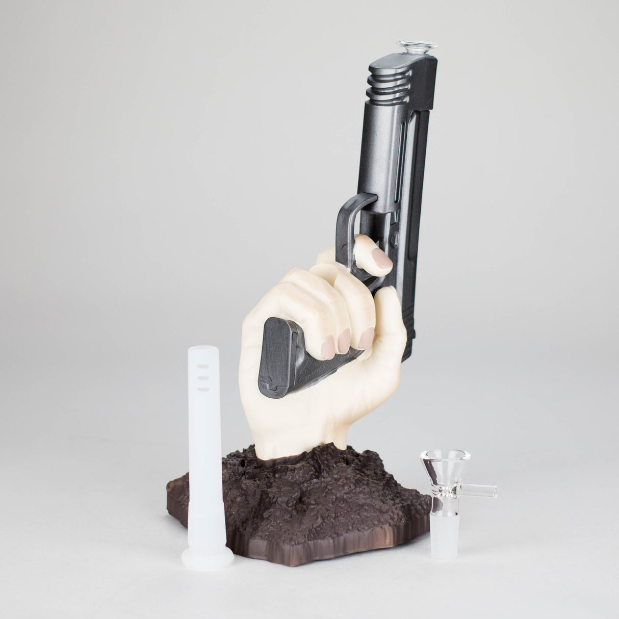 8″ Gun Shape Vinyl Bong – Black [SMKZ132]