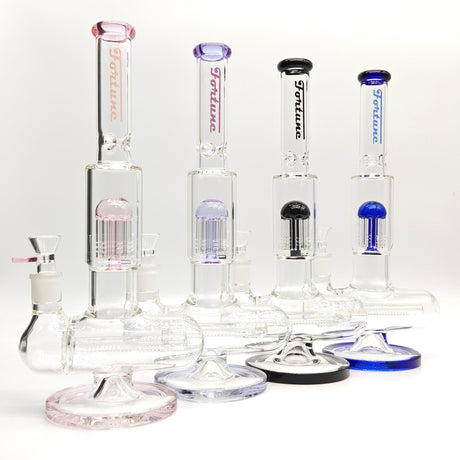 Fortune | 14" Double Inline Stemless to Grid Percolator Bong [1450PC-PK]_0