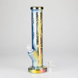 11″ Straight Tube Glass Bong – Electroplated Metallic Finish with Intricate Patterns [WP-M0090]
