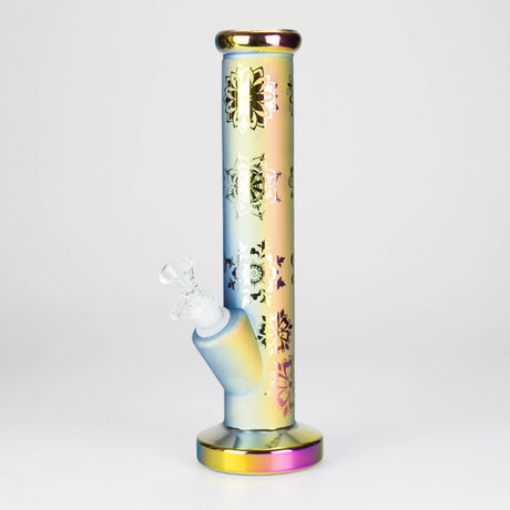 11″ Straight Tube Glass Bong – Electroplated Metallic Finish with Intricate Patterns [WP-M0090]
