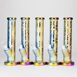 11″ Straight Tube Glass Bong – Electroplated Metallic Finish with Intricate Patterns [WP-M0090]