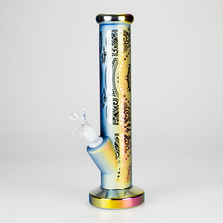 11″ Straight Tube Glass Bong – Electroplated Metallic Finish with Intricate Patterns [WP-M0090]