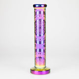 11″ Straight Tube Glass Bong – Electroplated Metallic Finish with Intricate Patterns [WP-M0090]