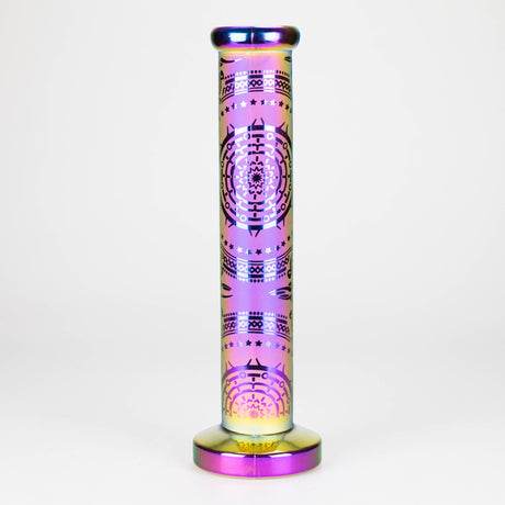 11″ Straight Tube Glass Bong – Electroplated Metallic Finish with Intricate Patterns [WP-M0090]