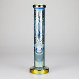 11″ Straight Tube Glass Bong – Electroplated Metallic Finish with Intricate Patterns [WP-M0090]