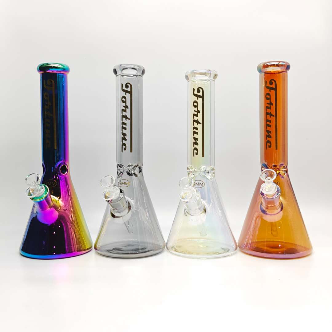 14“ 9mm Electroplated Beaker Bong-Assorted Color Glass Bong Fortune