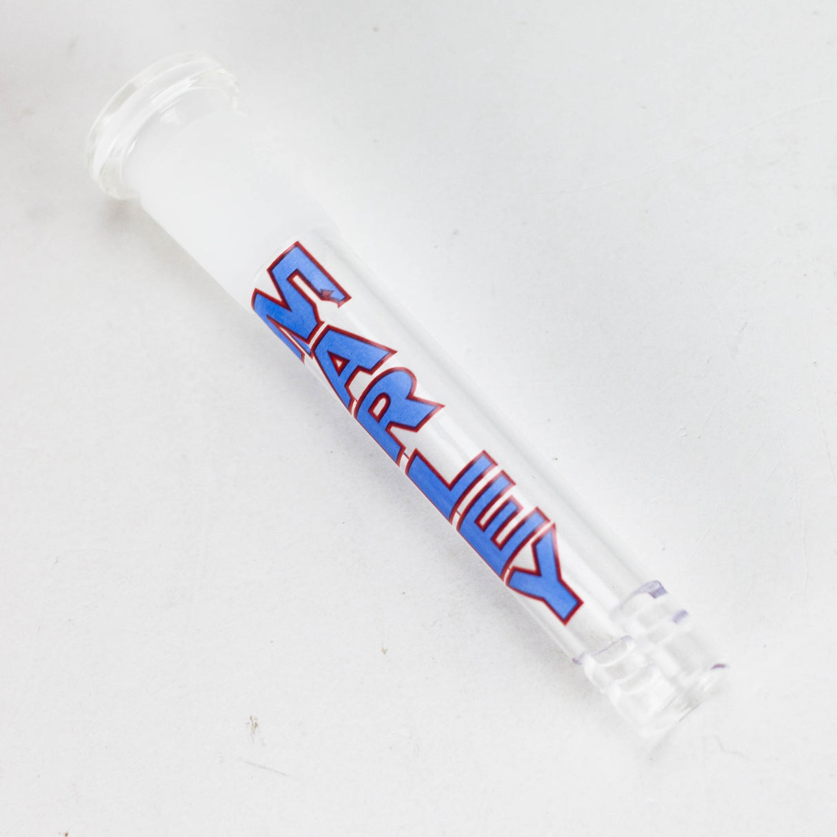 Marley Glass | Colored Logo Downstems with Diffusion Cuts – 3", 4", 5" Downstem · Bowlstem Smoking Cat Distribution 3" Blue