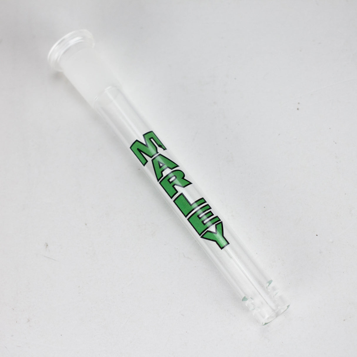 Marley Glass | Colored Logo Downstems with Diffusion Cuts – 3", 4", 5" Downstem · Bowlstem Smoking Cat Distribution 5" Green