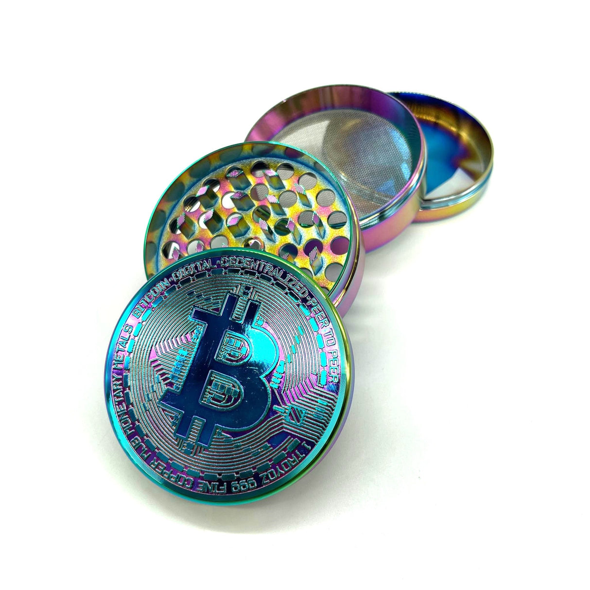 Bitcoin Grinder 4-Part – 63mm Premium Metal Herb Grinder (Box of 6) Display Pack NIBO Distribution