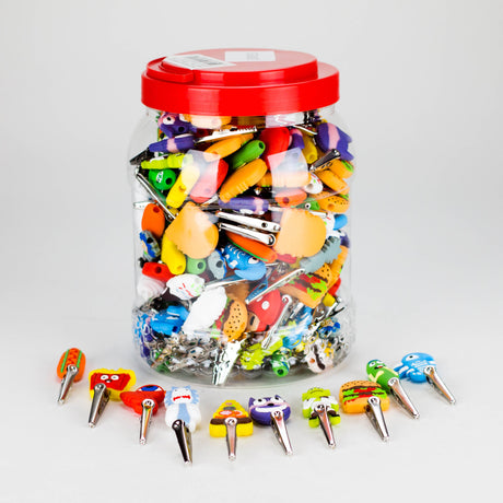 Silicone Cartoon Roach Clip Jar of 150 [SMKJ-125] Holder Canadian Distributor