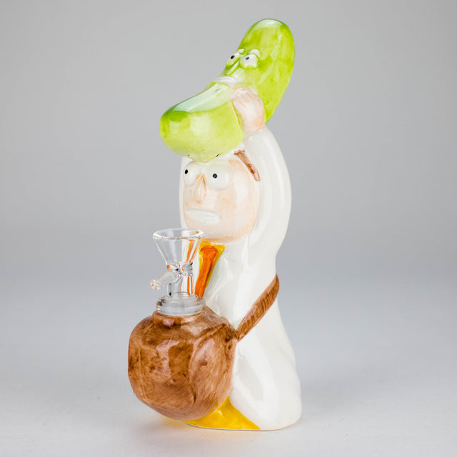 8″ Pickle Adventure Design Ceramic Bong – Whimsical Vintage Style [ES081WP] Ceramic Bong Canadian Distributor