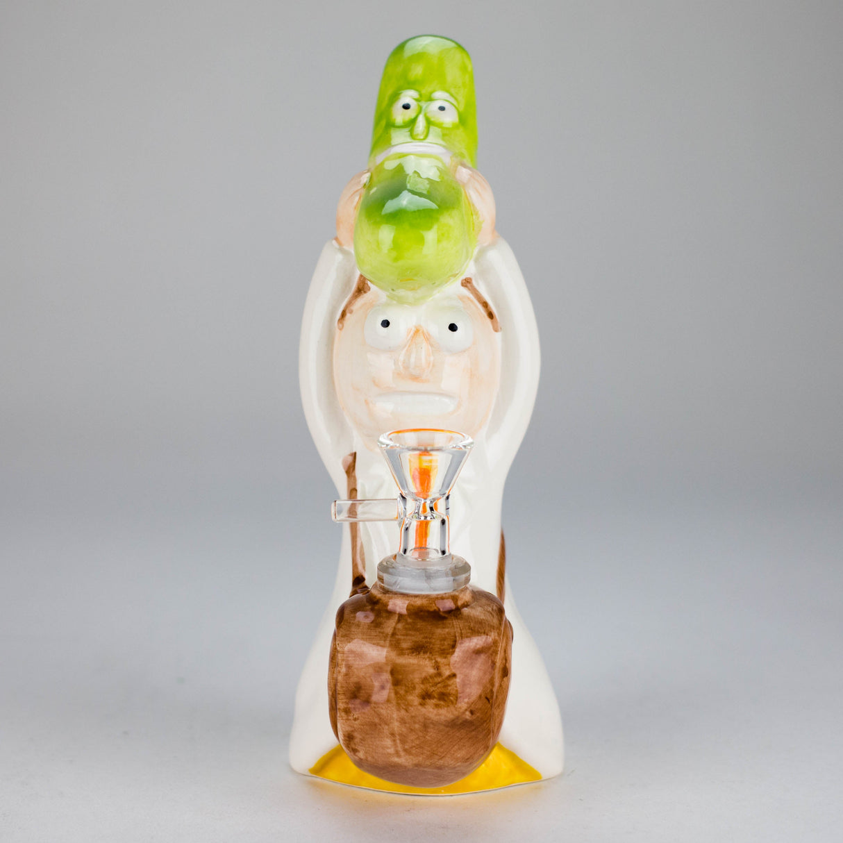 8″ Pickle Adventure Design Ceramic Bong – Whimsical Vintage Style [ES081WP] Ceramic Bong Canadian Distributor