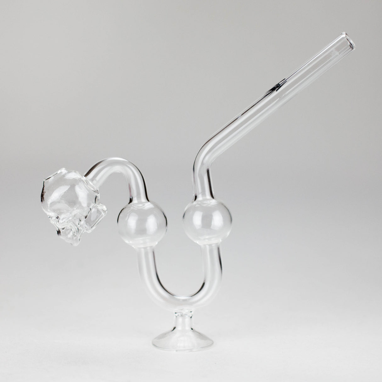 Skull Bent Glass Oil Pipe – 6.5" Curved Clear Burner Pipe Oil Burner NIBO Distribution