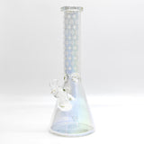 14" Electroplated Etched Monogram Design 9mm Glow in the Dark Beaker [LV145009] Glass Bong Super Supplys Inc Sunshine