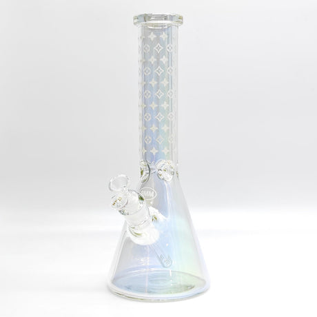 14" Electroplated Etched Monogram Design 9mm Glow in the Dark Beaker [LV145009] Glass Bong Super Supplys Inc Sunshine