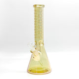 14" Electroplated Etched Monogram Design 9mm Glow in the Dark Beaker [LV145009] Glass Bong Super Supplys Inc Gold