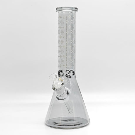 14" Electroplated Etched Monogram Design 9mm Glow in the Dark Beaker [LV145009] Glass Bong Super Supplys Inc Grey