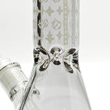 14" Electroplated Etched Monogram Design 9mm Glow in the Dark Beaker [LV145009] Glass Bong Super Supplys Inc