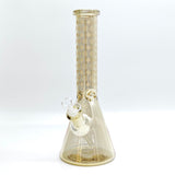 14" Electroplated Etched Monogram Design 9mm Glow in the Dark Beaker [LV145009] Glass Bong Super Supplys Inc Brown