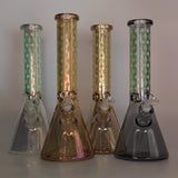 14" Electroplated Etched Monogram Design 9mm Glow in the Dark Beaker [LV145009] Glass Bong Super Supplys Inc