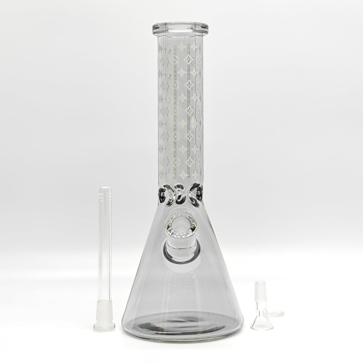 14" Electroplated Etched Monogram Design 9mm Glow in the Dark Beaker [LV145009] Glass Bong Super Supplys Inc