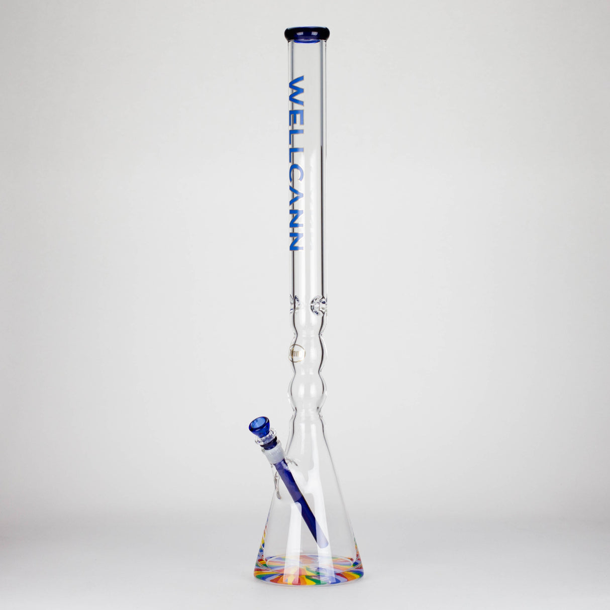 WellCann | 29" Curved Tube Beaker Bong – Heavy-Duty 7mm Glass with Thick Base Glass Bong Smoking Cat Distribution Rainbow