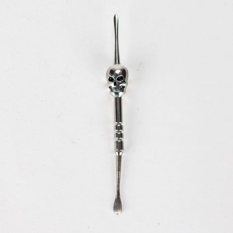4.7” Stainless Steel Skull Dab Tool [SMKE-104] Cap · Dabber · Insert · Clip · Nail Canadian Distributor Silver