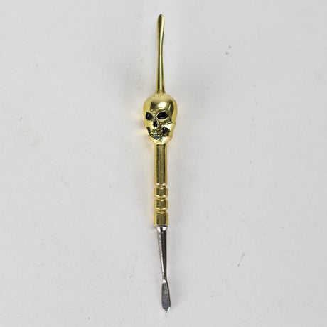 4.7” Stainless Steel Skull Dab Tool [SMKE-104] Cap · Dabber · Insert · Clip · Nail Canadian Distributor Gold