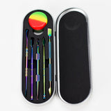 6 Pcs 440 Stainless Steel Dabber Tool Set with silicone jar-Rainbow [SMKE-103] Bongs Accessories Canadian Distributor