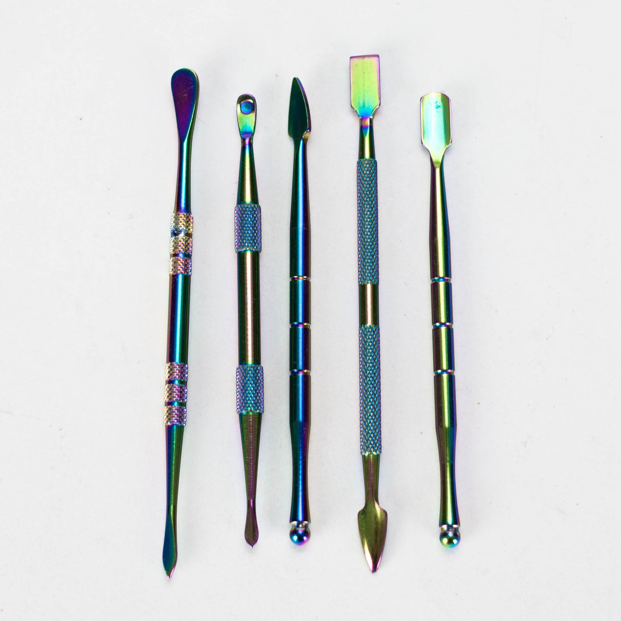 6 Pcs 440 Stainless Steel Dabber Tool Set with silicone jar-Rainbow [SMKE-103] Bongs Accessories Canadian Distributor
