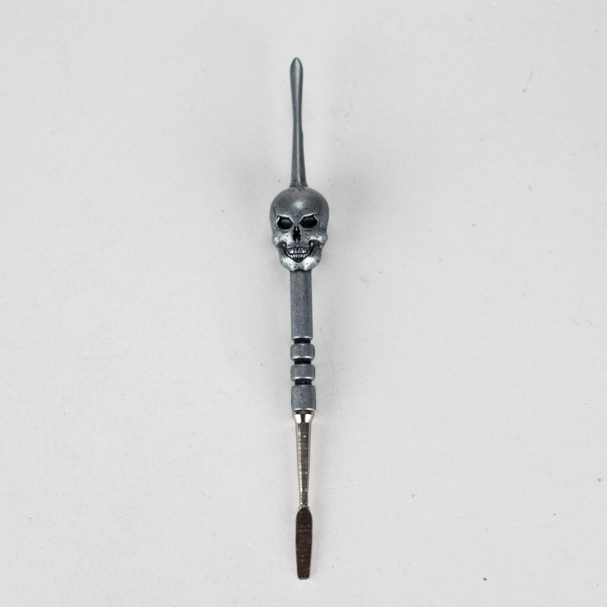 4.7” Stainless Steel Skull Dab Tool [SMKE-104] Cap · Dabber · Insert · Clip · Nail Canadian Distributor Grey
