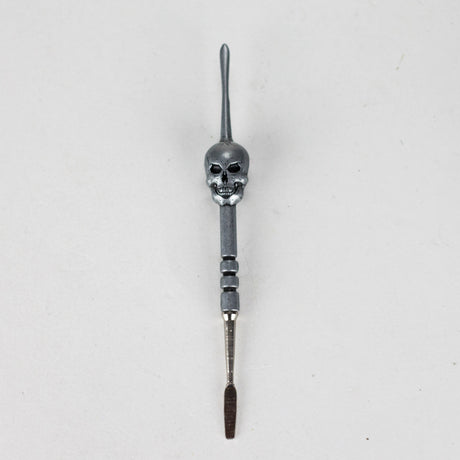 4.7” Stainless Steel Skull Dab Tool [SMKE-104] Cap · Dabber · Insert · Clip · Nail Canadian Distributor Grey