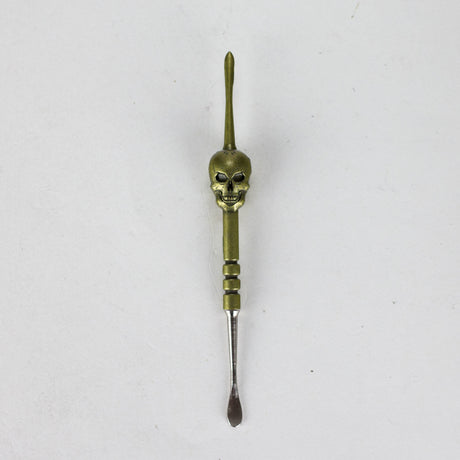 4.7” Stainless Steel Skull Dab Tool [SMKE-104] Cap · Dabber · Insert · Clip · Nail Canadian Distributor Green