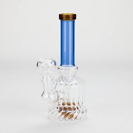 6" Stemless Glass Bong with Water Diffuser – 14mm Bowl Joint Glass Bong Bongzie Smokes Blue