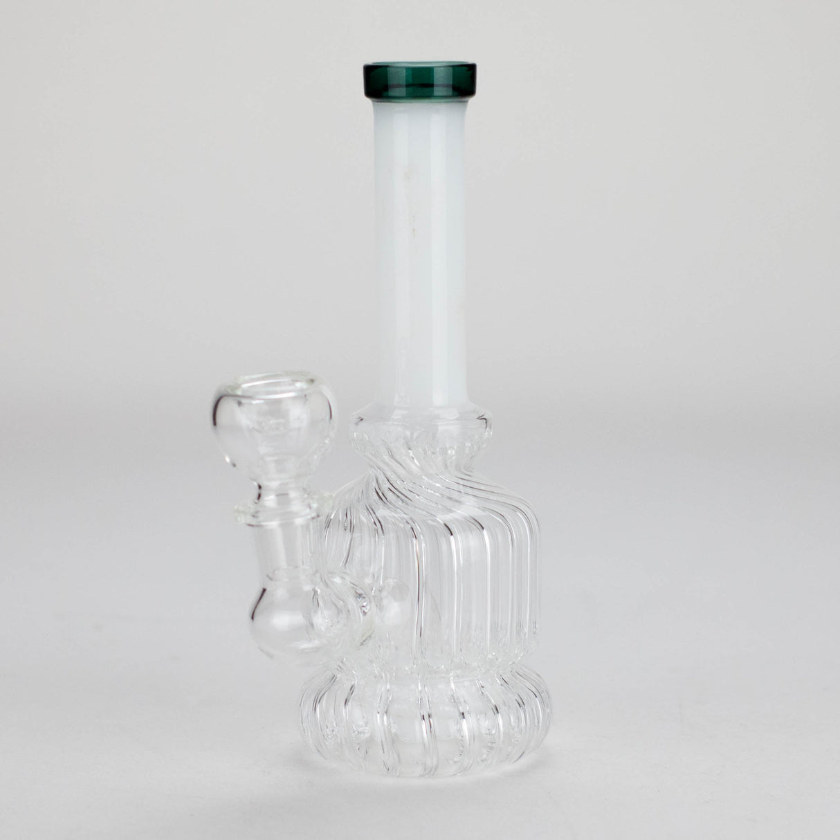 6" Stemless Glass Bong with Water Diffuser – 14mm Bowl Joint Glass Bong Bongzie Smokes White