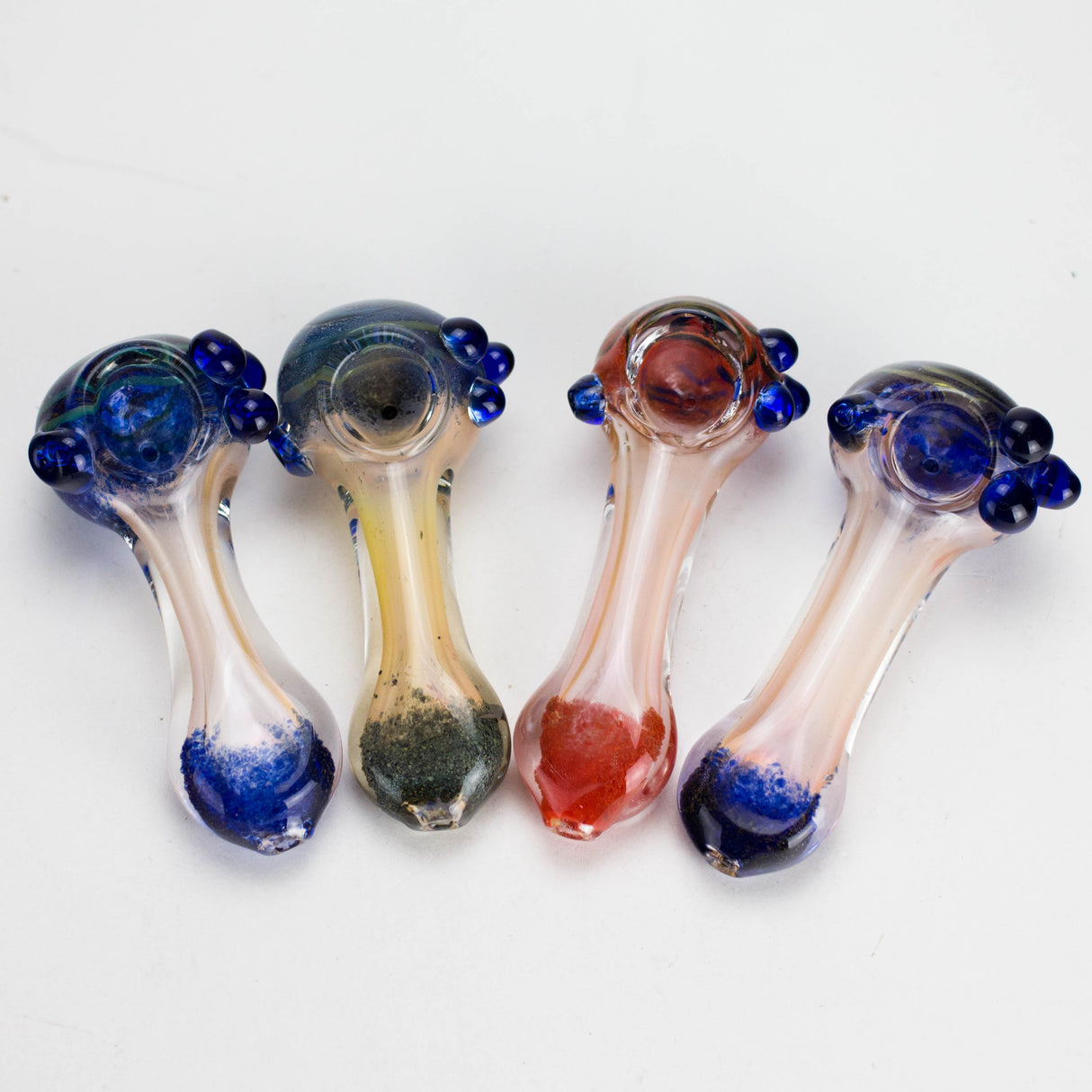 4" Gold Fuming Glass Pipe – 2pcs assorted Pack Glass Pipe Bongzie Smokes
