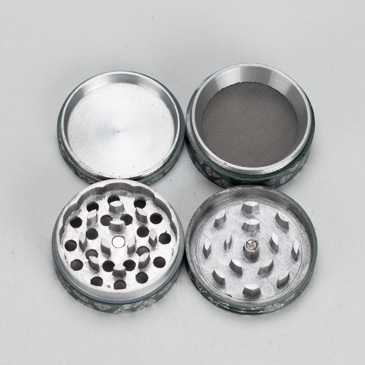 58mm Diamond Star 4-Part Aluminum Herb Grinder – 16pcs Bulk Pack Regular Grinder Bongzie Smokes