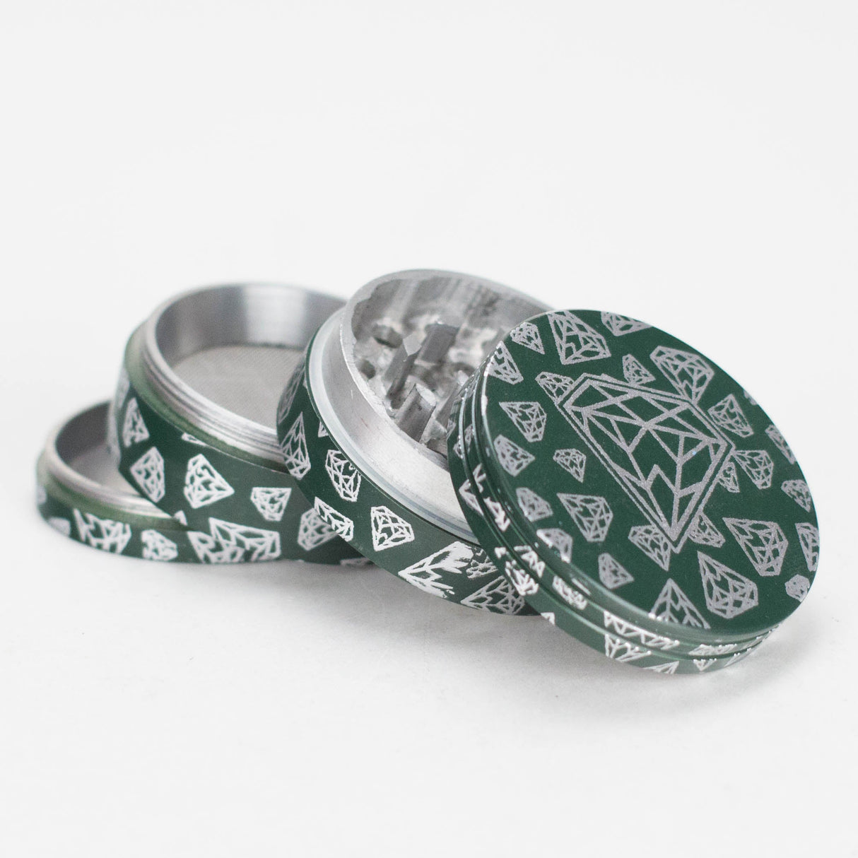 58mm Diamond Star 4-Part Aluminum Herb Grinder – 16pcs Bulk Pack Regular Grinder Bongzie Smokes