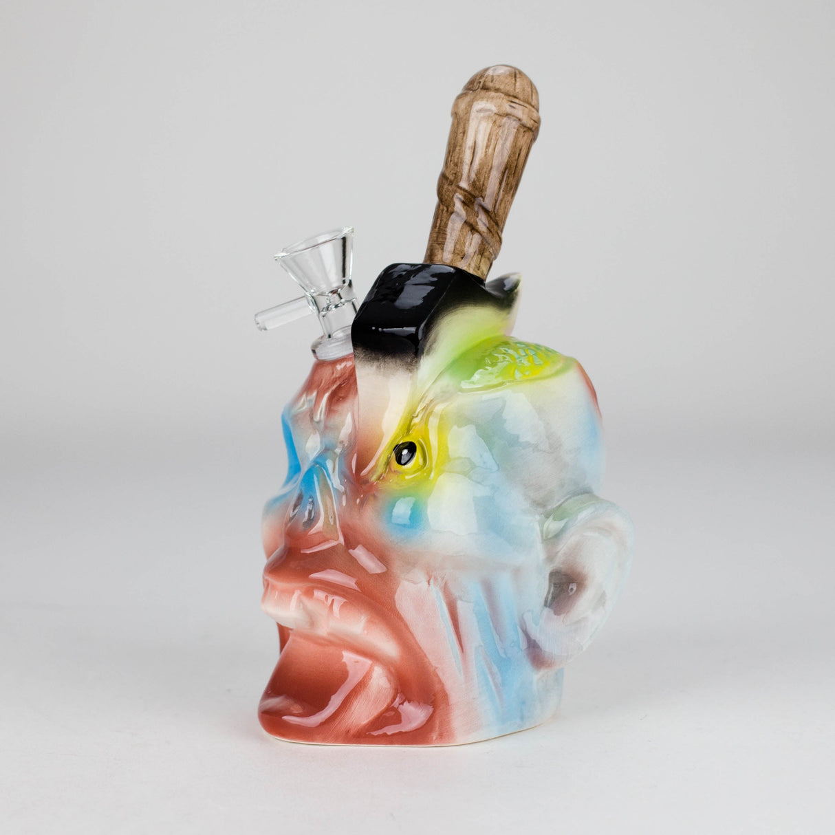 8" Vintage Dead Face Ceramic Bong – Horror-Inspired Smoking Art [ES094WP] Ceramic Bong Canadian Distributor