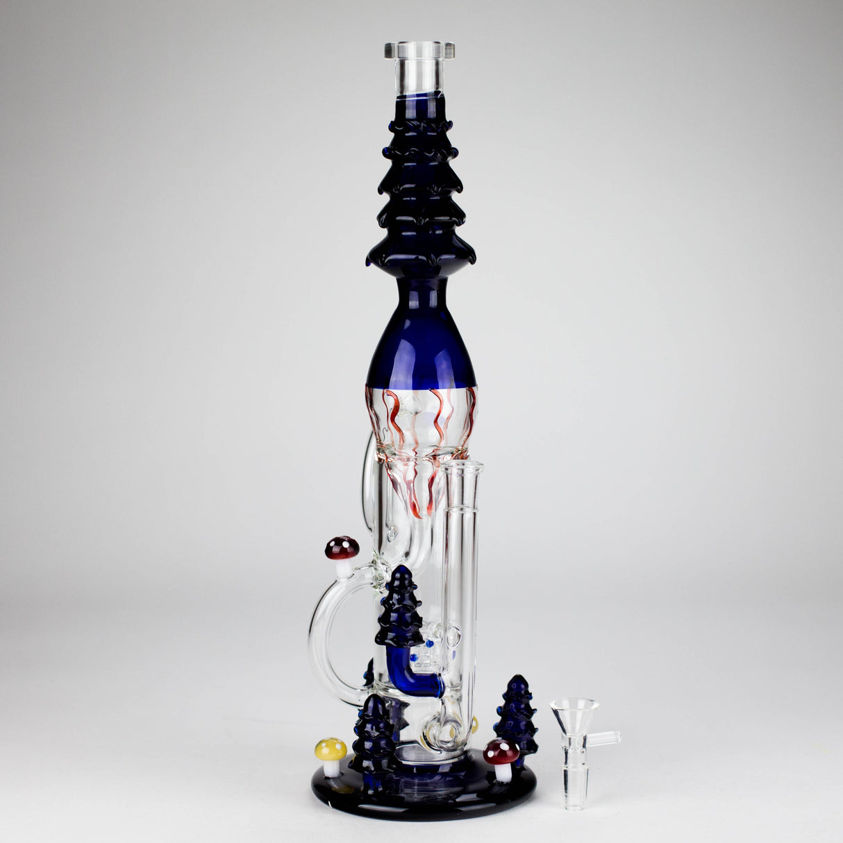 17" Enchanted Forest Glass Bong – Stemless Recycler with 14mm Bowl Joint Glass Bong RMG WHOLESALE Blue