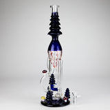 17" Enchanted Forest Glass Bong – Stemless Recycler with 14mm Bowl Joint Glass Bong RMG WHOLESALE Blue